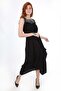 Women's Front Embroidered Zero Sleeve Dress Black 1122 - 3