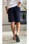 Men's Lace-Up Relaxed Fit Linen Shorts Navy Blue Eca027 - 6