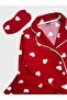 Cotton Suede Fabric Red Heart Patterned Shirt Collar Buttoned Sleepwear Set with Sleeping Glasses Suitable for Girl and Mother - 5