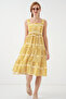 Women's Patterned Strap Dress Yellow 1137 - 2