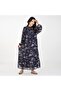 Blue and Multicolour Floral Printed Tiered Maxi Dress – Mandarin Collar with Elastic Cuffs - 4