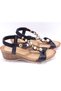 25Y151 Women's Black Stone Beaded Thick Padding Sole Orthopedic Summer Daily Sports Sandals - 3
