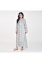White Base Maxi Dress with Soft Floral Prints and Frilled Cuffs - 2