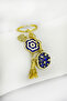 Cluster of Navy Blue Enameled Planet Flower Cluster Keychain, Gift Keychain - 2