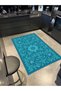 Mosso Blue Themed Flower Motifs Detailed Pattern Woven Base Modern Decorative Carpet Mosso189 - 2