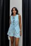 Blue Cathey Tie-Up Vest Shorts Suit