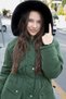 Khaki Pocket Detailed Detachable Fur Lined K Hooded Girl's Puffer Jacket 21338 - 9
