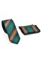 Beige Bias Patterned Emerald Green Woven Fabric Slim Fit Tie with Handkerchief // Sdk-2505-7 - 2