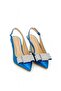 Blue Heeled Women's Shoes Genuine Leather - 4