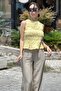 Women's Sleeveless Gathered Soft Crop Blouse
