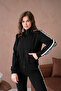 Zippered Striped Judge Collar Tracksuit Set - 6
