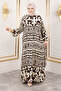 Asel Patterned Viscose Long Hijab Dress Tsd250205 Brown - 3