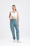 Water Green Sweatpants with Cargo Pockets and Elastic Waist - 4