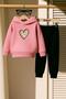 Heart Printed 3 Thread Children's Tracksuit Set