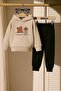 Printed 3 Thread Children's Tracksuit Set with Coffee Drinking