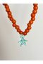 Orange Murano Glass Starfish Detailed Orange Glass Basement Bead Necklace - 2