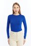 Women's Black Cobalt Blue Round Neck 2-Piece Bodysuit - 6