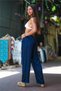 Navy Blue Color Vintage Embroidered Bohemian Trousers - 2
