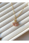 Gold Color Swan Detailed Minimal Zircon Stone Chain Stainless Steel Necklace - 3