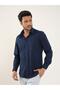 Men's Regular Fit Long Sleeve Navy Blue Shirt - 2