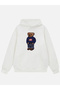 Unisex Teddy Boy Printed Hooded Fleece Oversize Sweatshirt