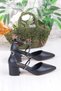 08-80 Stone Piping Cross Strap Low Heeled Women's Shoes - 2