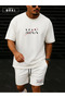 Orki Man Printed – Oversize Men's White T-Shirt & White Shorts Set