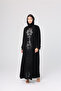 Floral Cut Front Abaya Crystal Details - 2