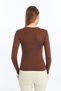 Women's Cream Brown Round Neck 2-Piece Bodysuit - 8