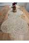 Kalp Runner Luxury Table Cloth Lace Gold Glitter Beige (Coffee with Milk) 138X41Cm - 3