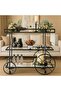 FFD 4-Wheel Metal Serving Trolley with Clear Glass - Multi-Purpose Kitchen Storage Rack 80x40x90cm - 4
