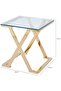 Gold Side Table for Living Room Furniture, 40cm Tempered Glass Top End Table, Sofa Tab - 2