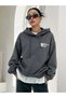 Plus Size Hooded 'effect' Printed Oversize Sweatshirt - 2