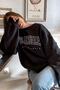 Design Plus Size Black Crew Neck La Californ Printed Sweatshirt - 6