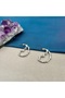 Half Hoop Earrings with Pearls - 7