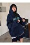 'plus size' Women's Navy Blue Oversize Nice Printed Sweatshirt - 7