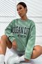 Plus Size Crew Neck Ocean City Maryland Printed Sweatshirt Water Green - 7