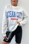 Plus Size Crew Neck Ocean City Maryland (blue-red) Printed Sweatshirt White