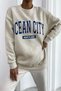 Large Size Crew Neck Ocean City Maryland (dark blue) Printed Sweatshirt Gray Melange - 3