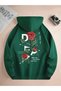 Unisex Dream Gül Printed Oversized Winter 3 Thread 100% Cotton K Hooded Sweatshirt Hoodie