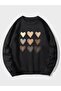 Black Multi Heart Printed Oversize Sweatshirt