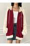 Unisex Large Size Beautiful Back and Front Printed Raglan Sleeve Hooded Oversize Winter Cardigan Hoodie - 4