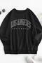 Design Plus Size Black Crew Neck La Californ Printed Sweatshirt - 4
