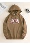 Unisex New York Hustle Printed Oversized Winter 3 Thread 100% Cotton K Hooded Sweatshirt Hoodie