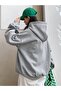 Women's Gray Oversize Nice Printed Sweatshirt - 2