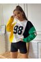 Plus Size 98 Printed Oversize Sweatshirt with 4 Colored Pieces