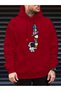 Unisex Astronaut and Planets Printed Oversized Winter 3 Thread 100% Cotton K Hooded Sweatshirt Hoodie