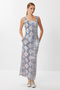 Patterned Slit Knitted Dress with Strap Lff0035 Indigo Blue - 2