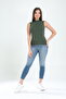 90% Cotton 10% Lycra Body-Fitting Soft Touch Women's Turtleneck Comfortable Casual Sleeveless Bodysuit - 2