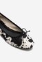 Milky Natural Patterned Genuine Leather Ballerinas - 5